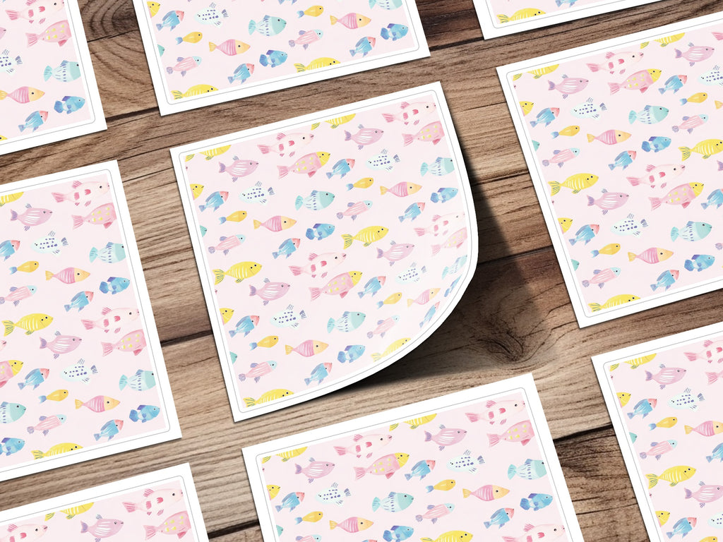 Colorful Fish Pattern on Pink Background product