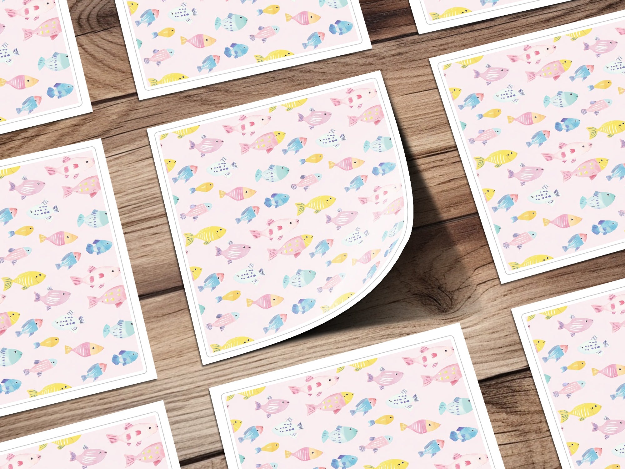 Colorful Fish Pattern on Pink Background product