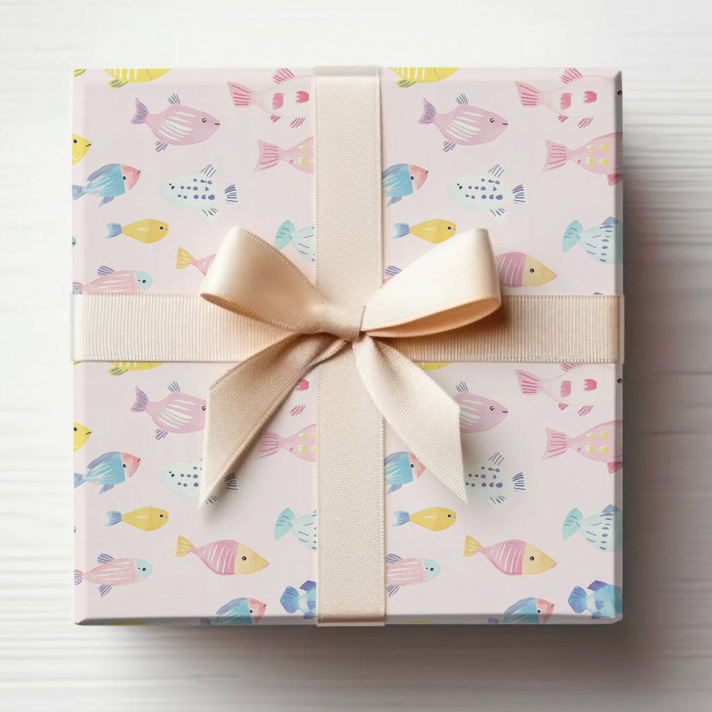Colorful Fish Pattern Gift Wrap with Ribbon Package