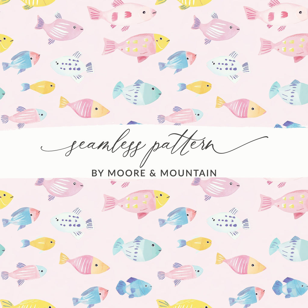 Pink Seamless Fish Pattern by Moore & Mountain Design