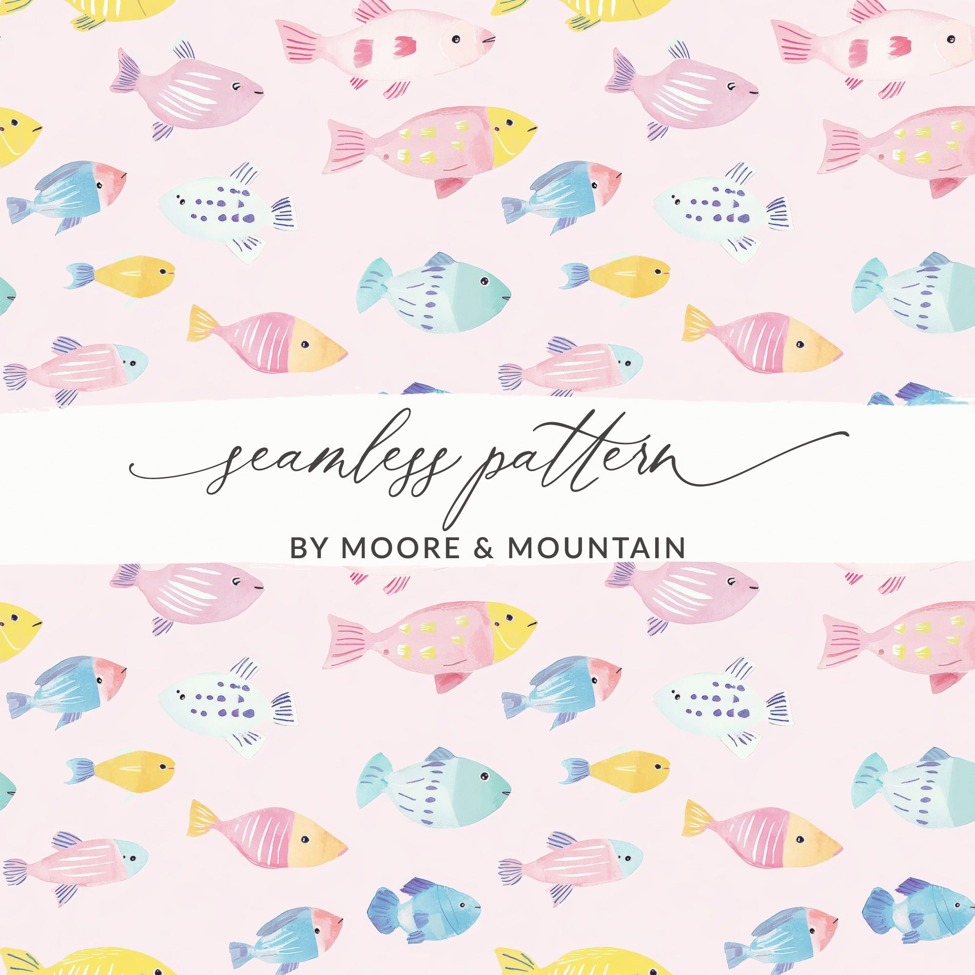 Pink Seamless Fish Pattern by Moore & Mountain Design