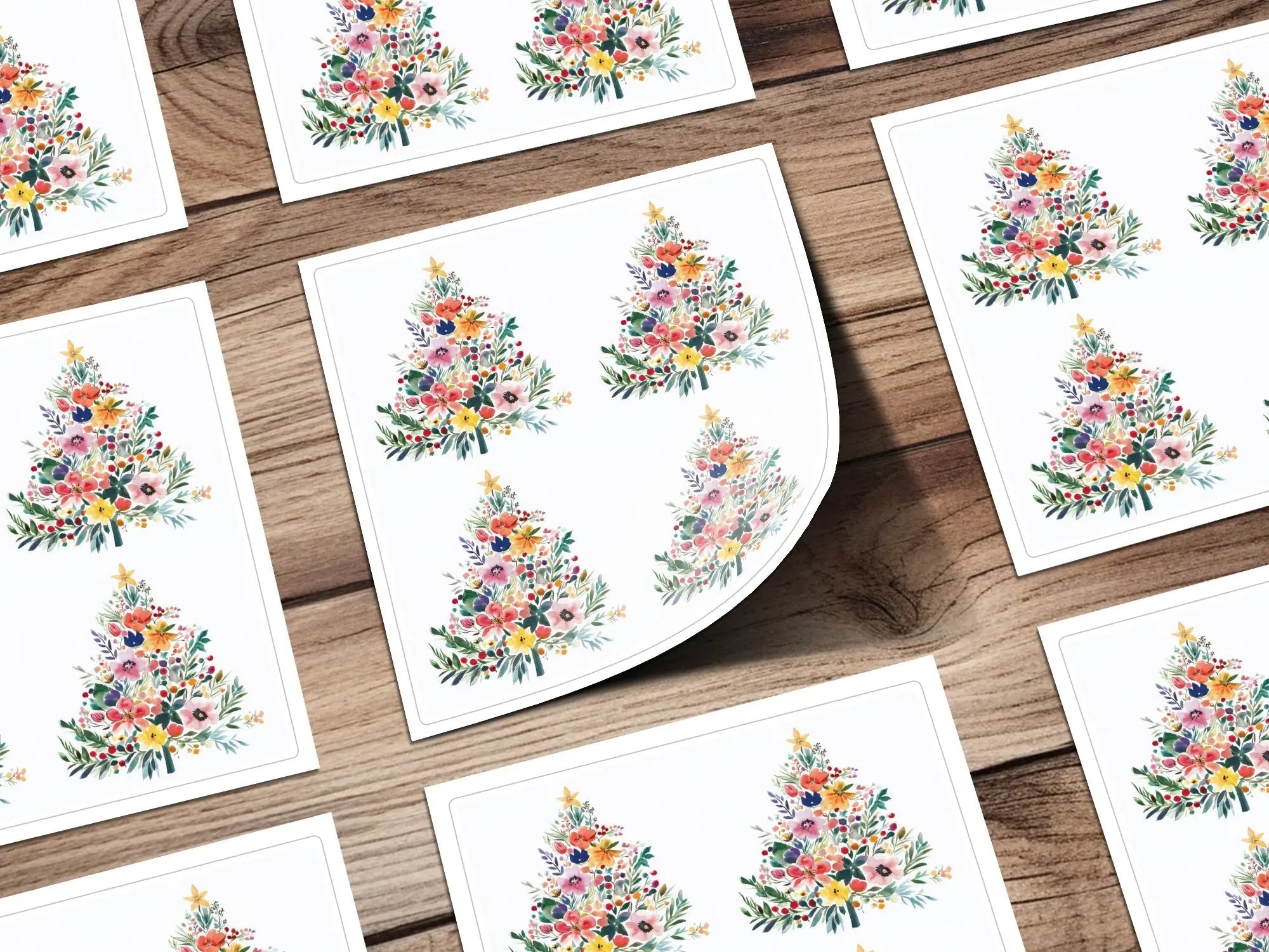Watercolor Floral Christmas Tree Digital, Seamless Pattern JPEG, Holiday Design, Festive Art, Crafting Printable, Scrapbooking Paper - Moore and Mountain