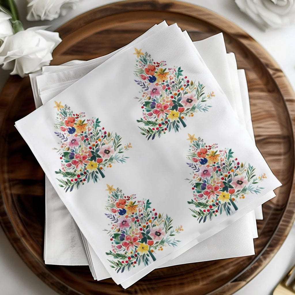 Watercolor Floral Christmas Tree Digital, Seamless Pattern JPEG, Holiday Design, Festive Art, Crafting Printable, Scrapbooking Paper - Moore and Mountain