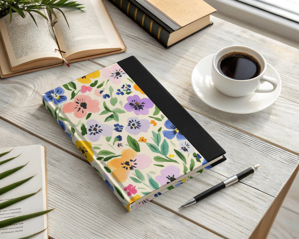 Floral Patterned Hardcover Journal with Colorful Design