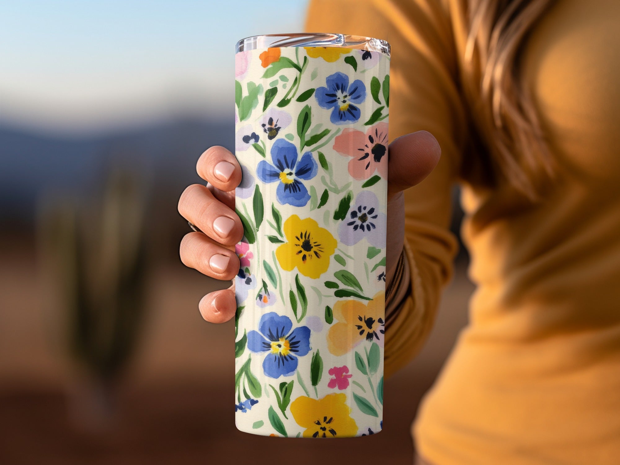 Vibrant Floral Patterned Insulated Tumbler Cup
