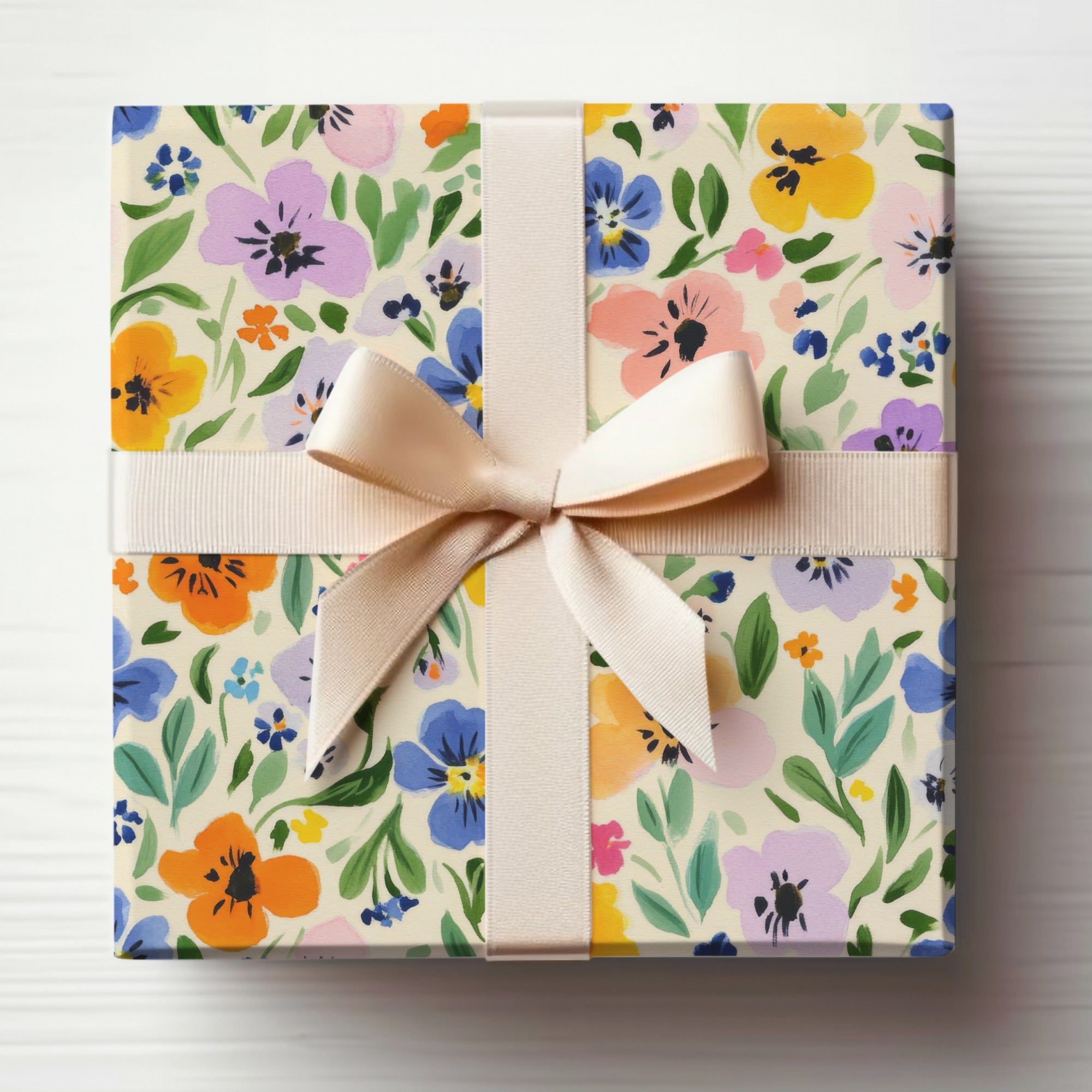 Floral Themed Gift Box with Ribbon Wrapping