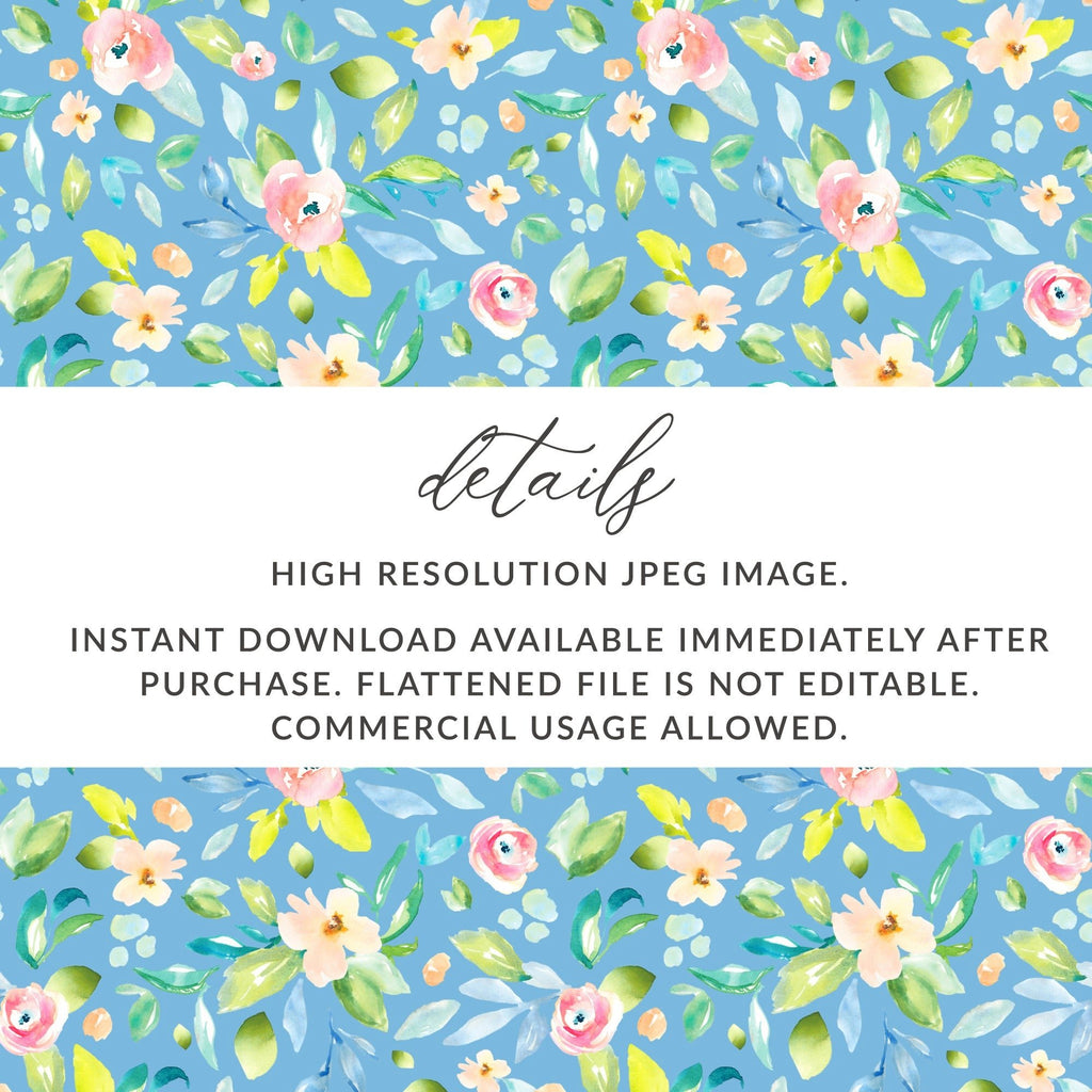 Watercolor Floral Digital Paper, Pastel Flower Pattern, Seamless Floral Design, Fabric Design, Scrapbook Paper, Digital Download - Moore and Mountain