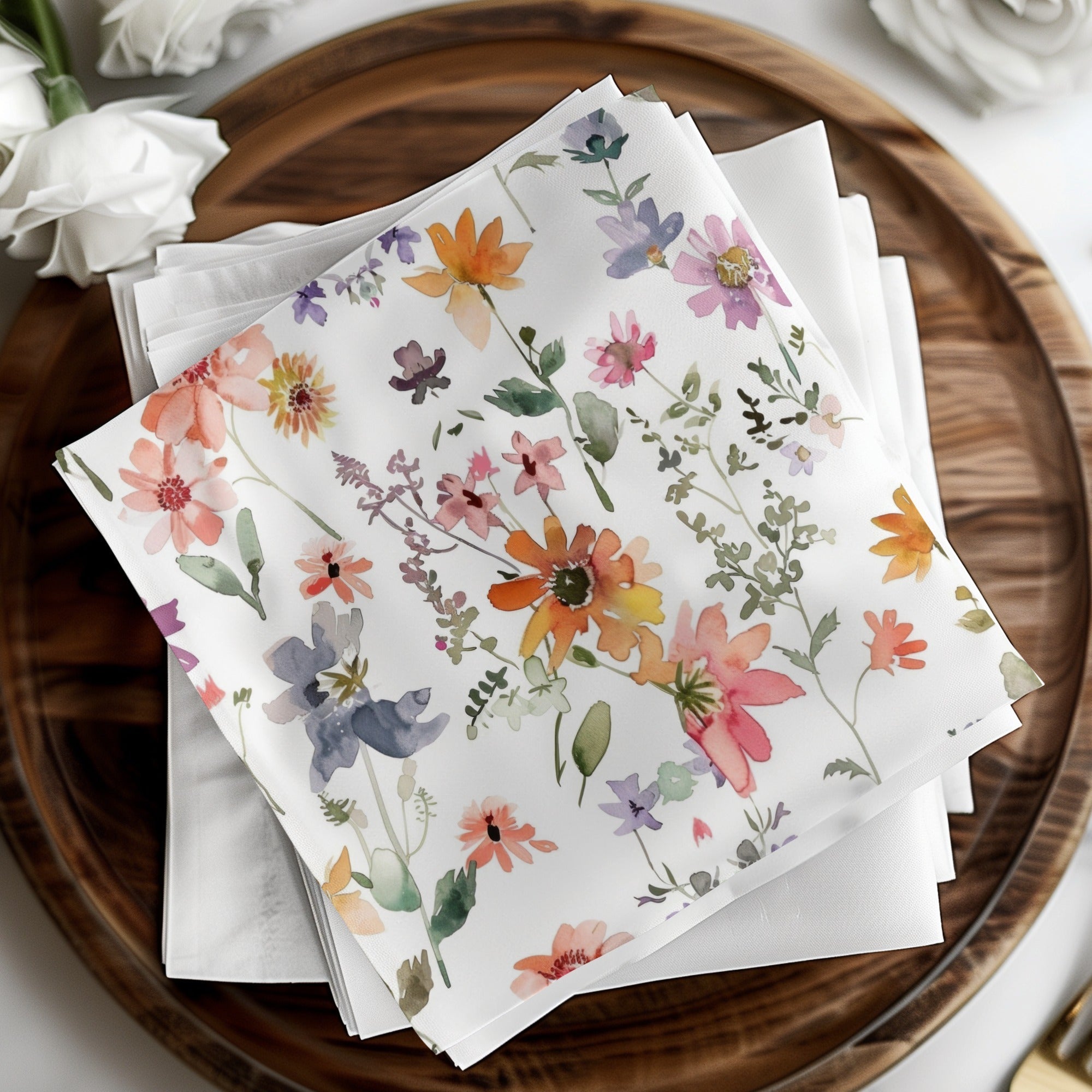 Watercolor Floral Digital Paper, Peach Orange Flower Pattern, Spring Flower Background, Ditsy Floral Pattern, Summer Digital Paper - Moore and Mountain