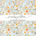 Watercolor Floral Digital Paper, Peach Orange Flowers Pattern, Spring Summer Design, Scrapbooking Paper, Digital Download - Moore and Mountain