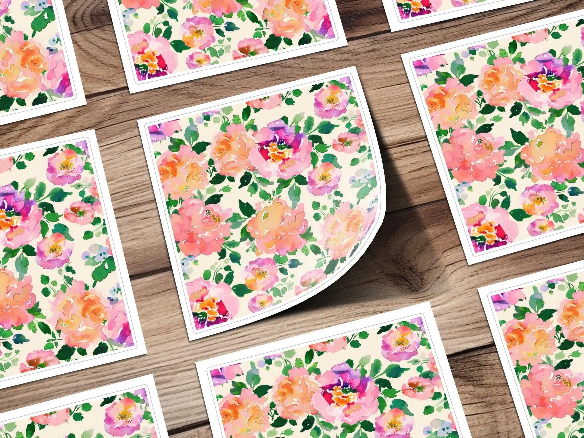 Watercolor Floral Digital Paper, Peony Flower Seamless Pattern, Pink Purple Flowers, JPEG Files for Fabric, Crafts, Digital Paper Pack - Moore and Mountain