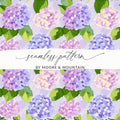 Watercolor Floral Digital Paper, Purple Pink Hydrangea Pattern, Abstract Seamless Texture, Spring Digital Download, Printable Paper - Moore and Mountain