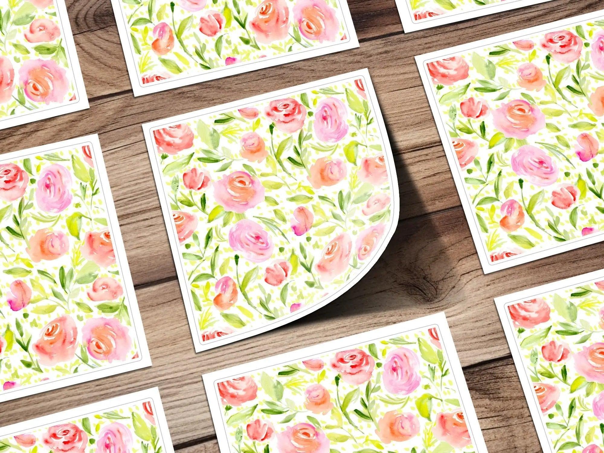 Watercolor Floral Digital Paper, Rose Seamless Pattern, Flower Print, Repeat Pattern, Fabric Design, Scrapbooking Paper, Digital Download - Moore and Mountain