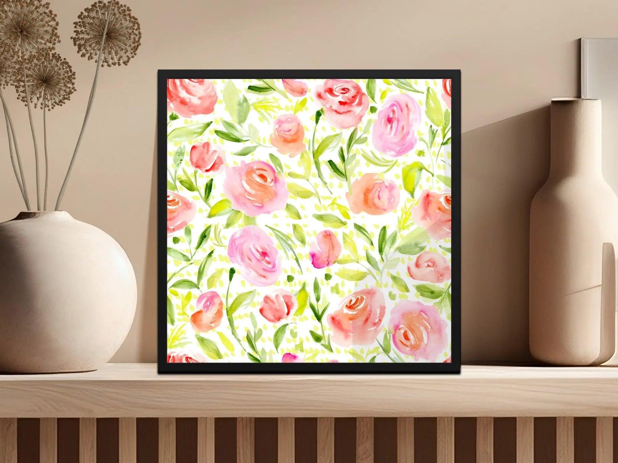 Watercolor Floral Digital Paper, Rose Seamless Pattern, Flower Print, Repeat Pattern, Fabric Design, Scrapbooking Paper, Digital Download - Moore and Mountain
