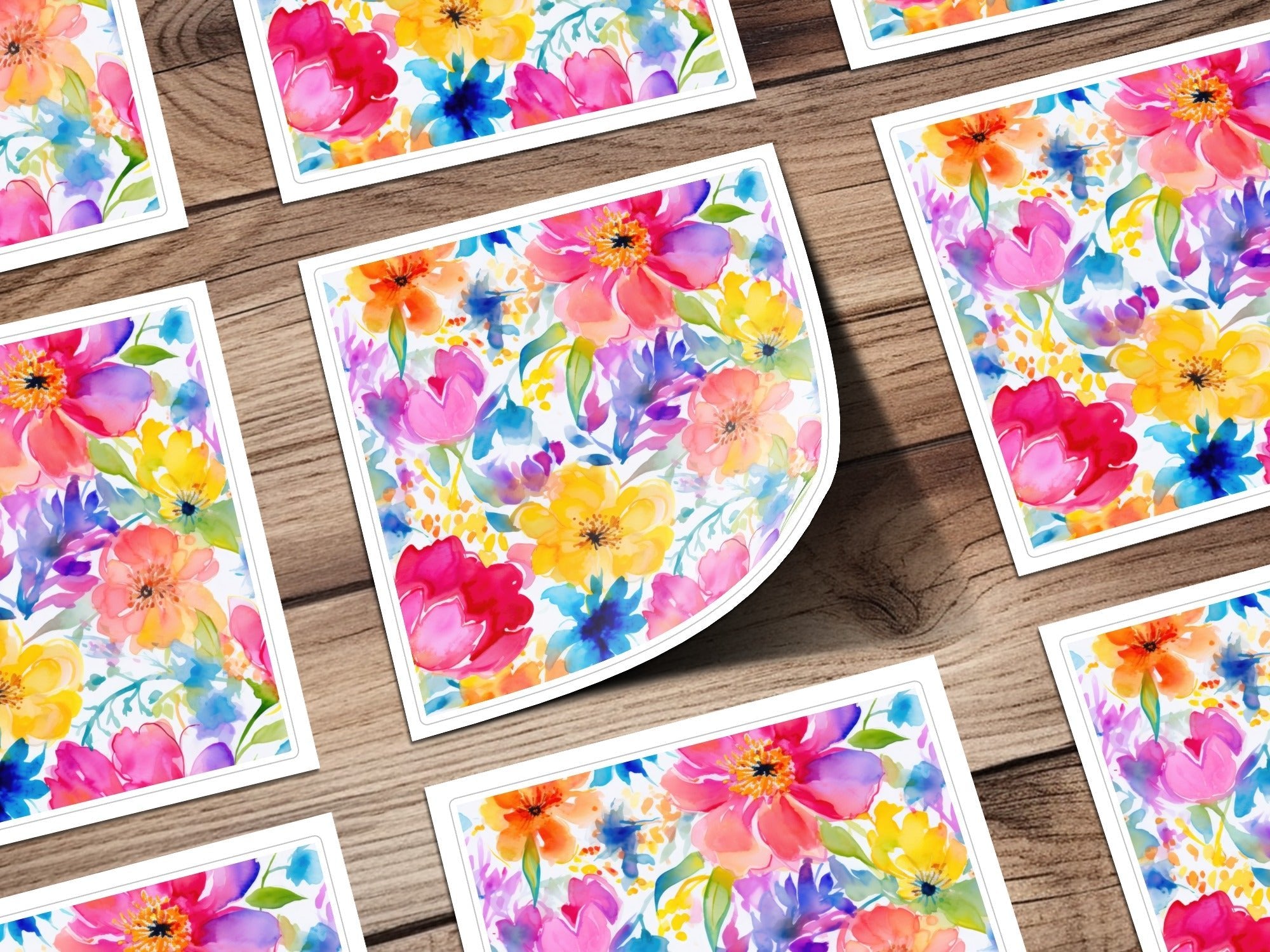Watercolor Floral Digital Paper, Seamless Flower Pattern, Bright Blooms, Colorful Garden, Scrapbook Paper, Fabric Design Digital - Moore and Mountain