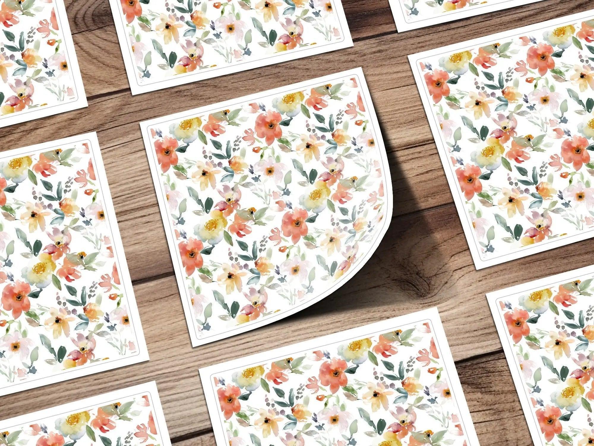 Watercolor Floral Digital Paper, Seamless Flower Pattern, Printable Scrapbook Paper, Seamless Simple Watercolor Floral Pattern Neutral - Moore and Mountain