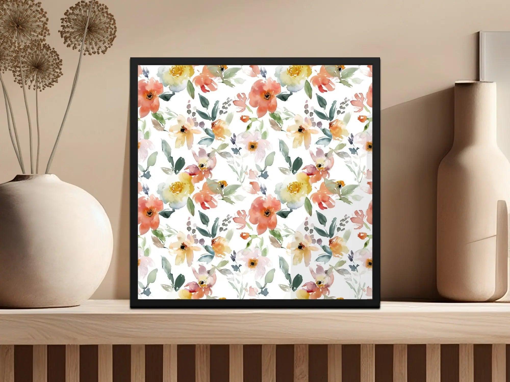 Watercolor Floral Digital Paper, Seamless Flower Pattern, Printable Scrapbook Paper, Seamless Simple Watercolor Floral Pattern Neutral - Moore and Mountain