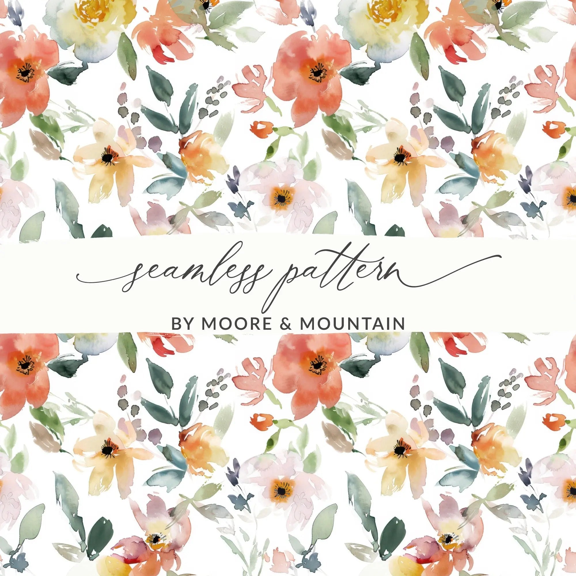 Watercolor Floral Digital Paper, Seamless Flower Pattern, Printable Scrapbook Paper, Seamless Simple Watercolor Floral Pattern Neutral - Moore and Mountain