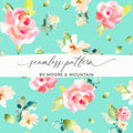 Watercolor Floral Digital Paper, Seamless Pattern, Flower Background, Printable Paper, Commercial Use, Digital Download - Moore and Mountain