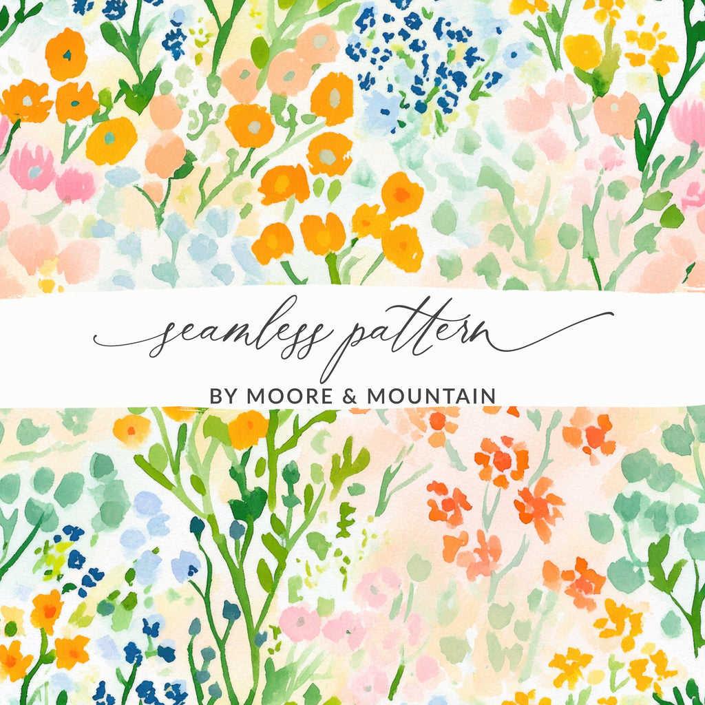 Watercolor Flowers Seamless Pattern Design