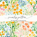 Watercolor Flowers Seamless Pattern Design
