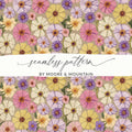 Watercolor Floral Digital Seamless Pattern, Zinnia Flower Designs, Pastel Color Prints, Fabric Designs, Digital Paper, Commercial Use - Moore and Mountain