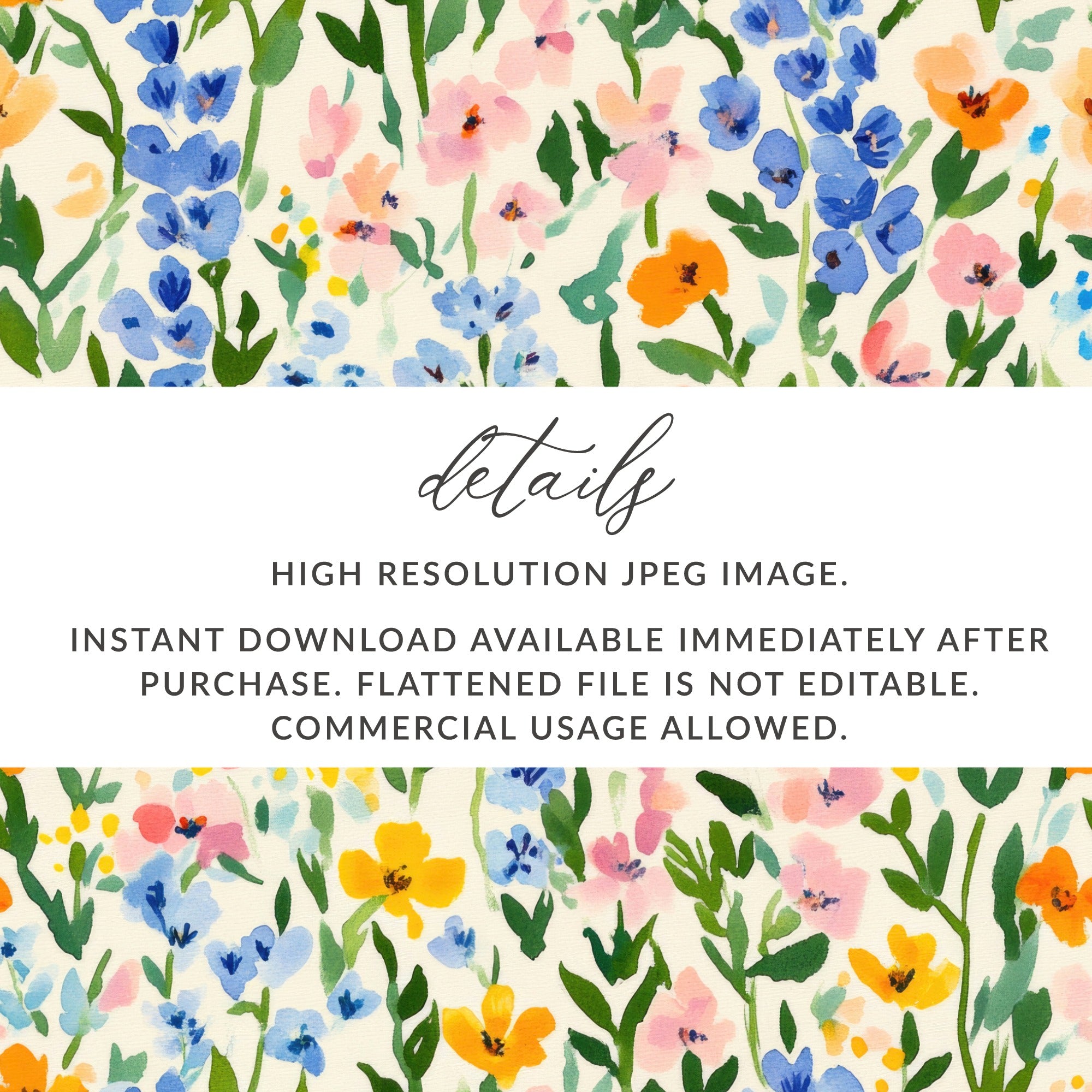 High Resolution Watercolor Wildflowers JPEG Image Download