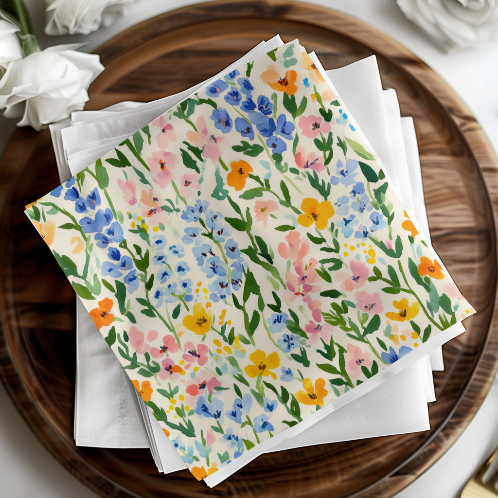 Colorful Floral Pattern Square Napkins Set