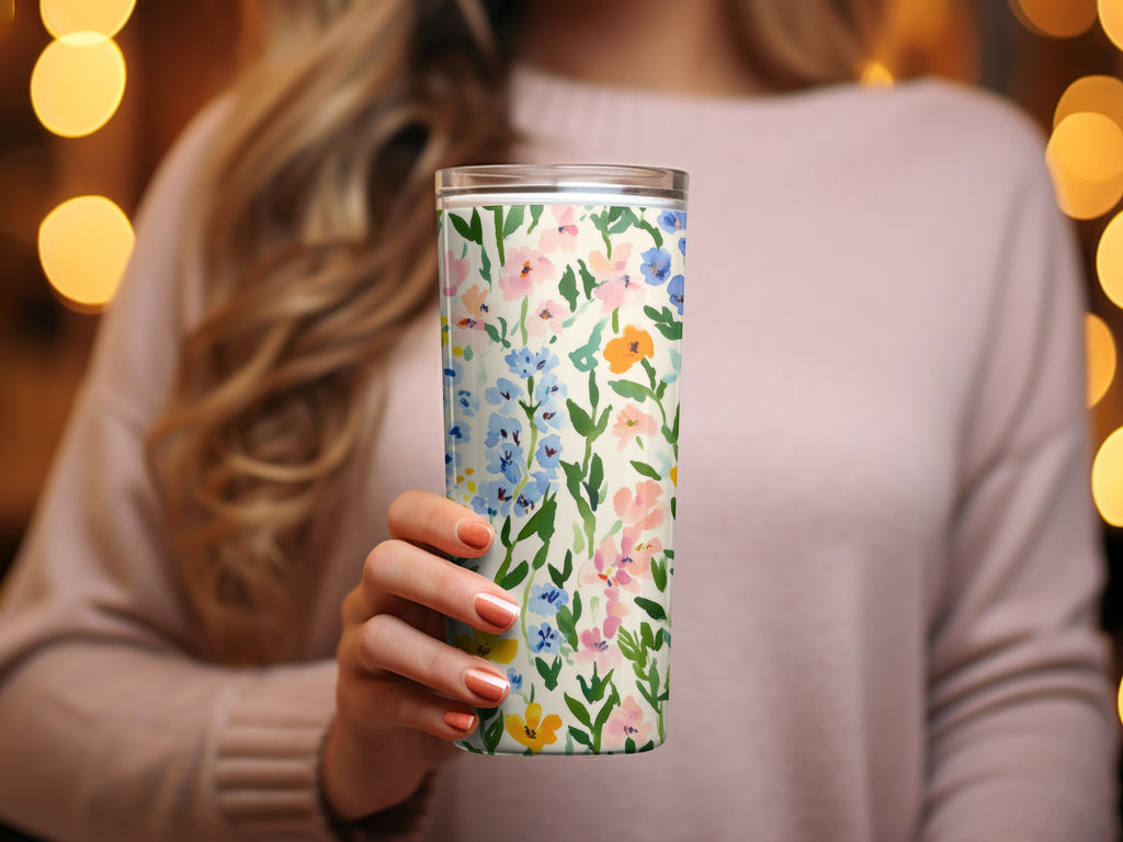 Floral Pattern Insulated Travel Tumbler for Hot and Cold Drinks