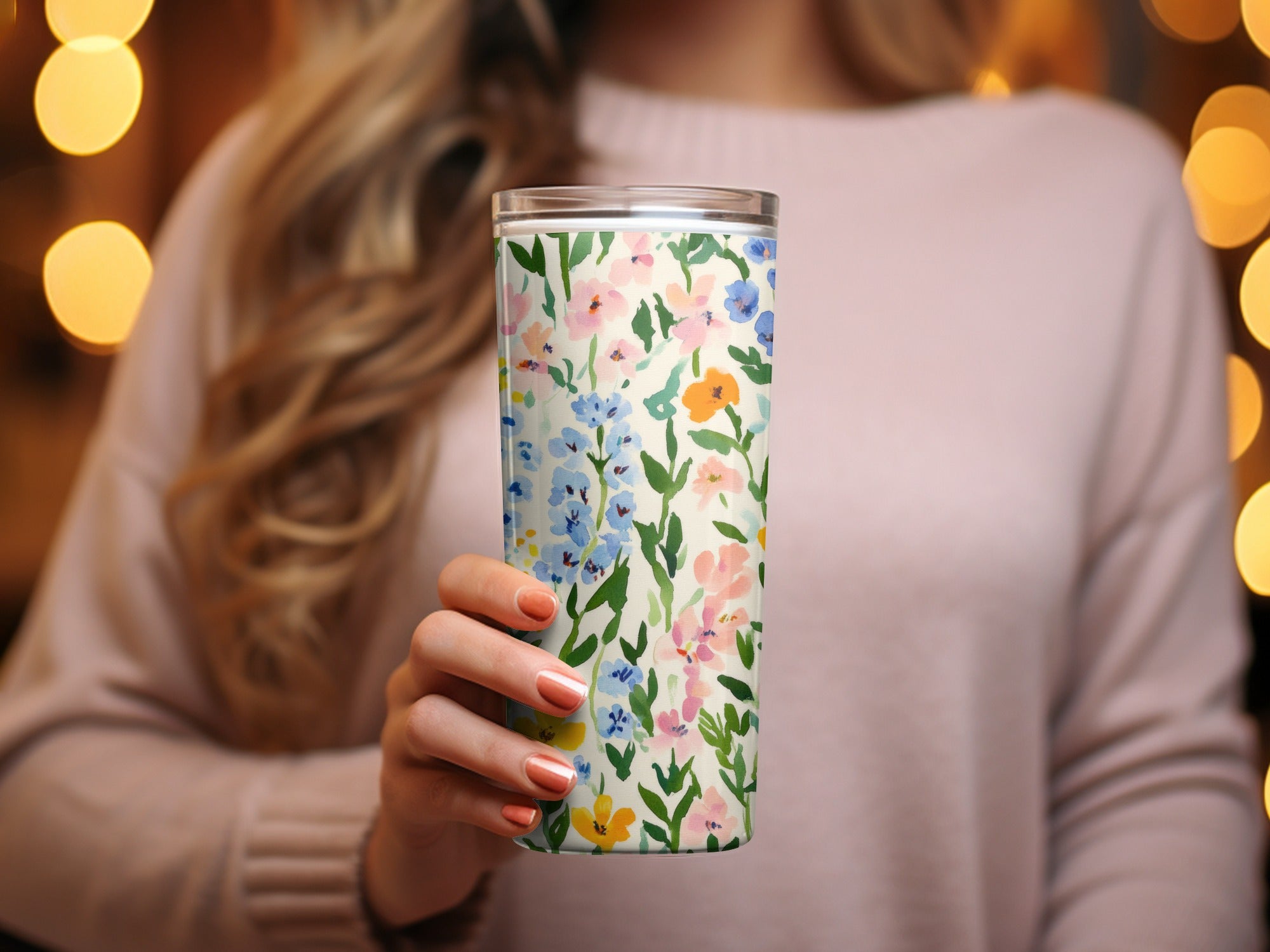 Floral Pattern Insulated Travel Tumbler for Hot and Cold Drinks