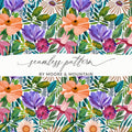 Watercolor Floral Pattern Digital Paper, Seamless Flower Design, Botanical Art Print, Fabric Design Digital Download, Scrapbook Paper - Moore and Mountain