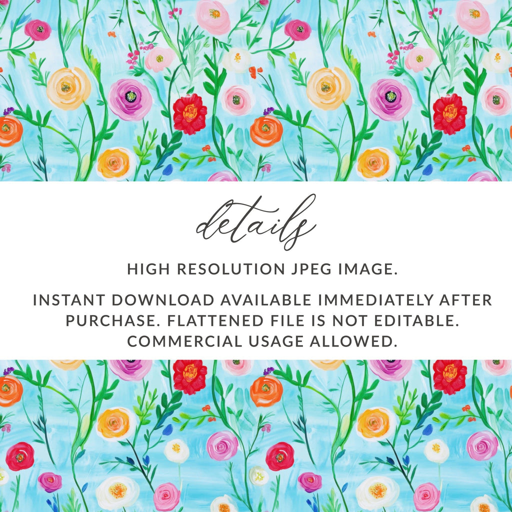 Watercolor Floral Pattern, Digital Paper, Seamless Flower Design, Springtime Print, Background Texture, Fabric Design, Digital Download - Moore and Mountain