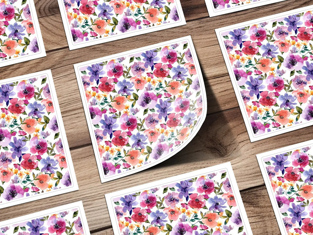Watercolor Floral Pattern Digital, Seamless Flower Design, Watercolor Flower Pattern, JPEG Files, Printable Floral, Digital Download - Moore and Mountain
