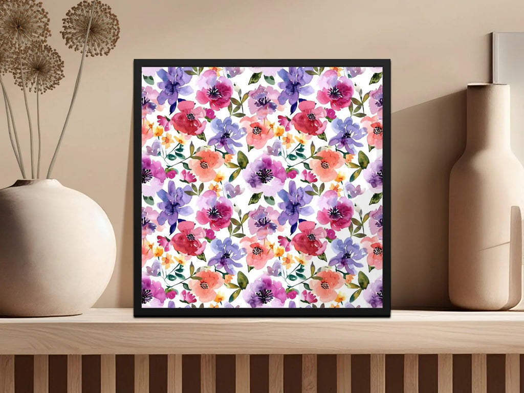 Watercolor Floral Pattern Digital, Seamless Flower Design, Watercolor Flower Pattern, JPEG Files, Printable Floral, Digital Download - Moore and Mountain
