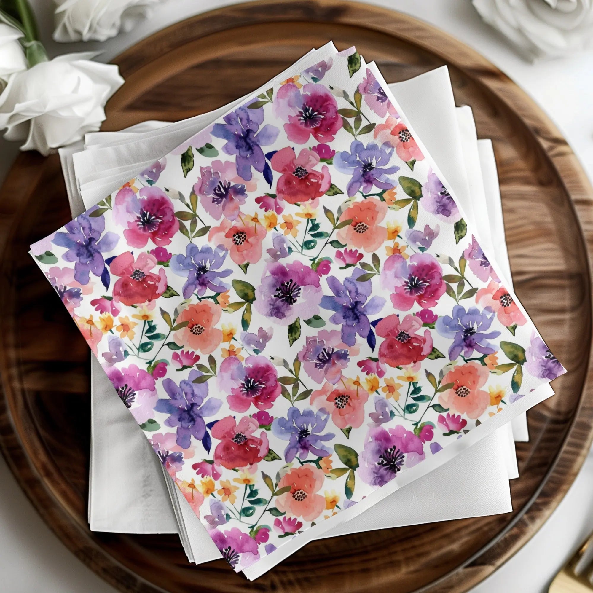 Watercolor Floral Pattern Digital, Seamless Flower Design, Watercolor Flower Pattern, JPEG Files, Printable Floral, Digital Download - Moore and Mountain