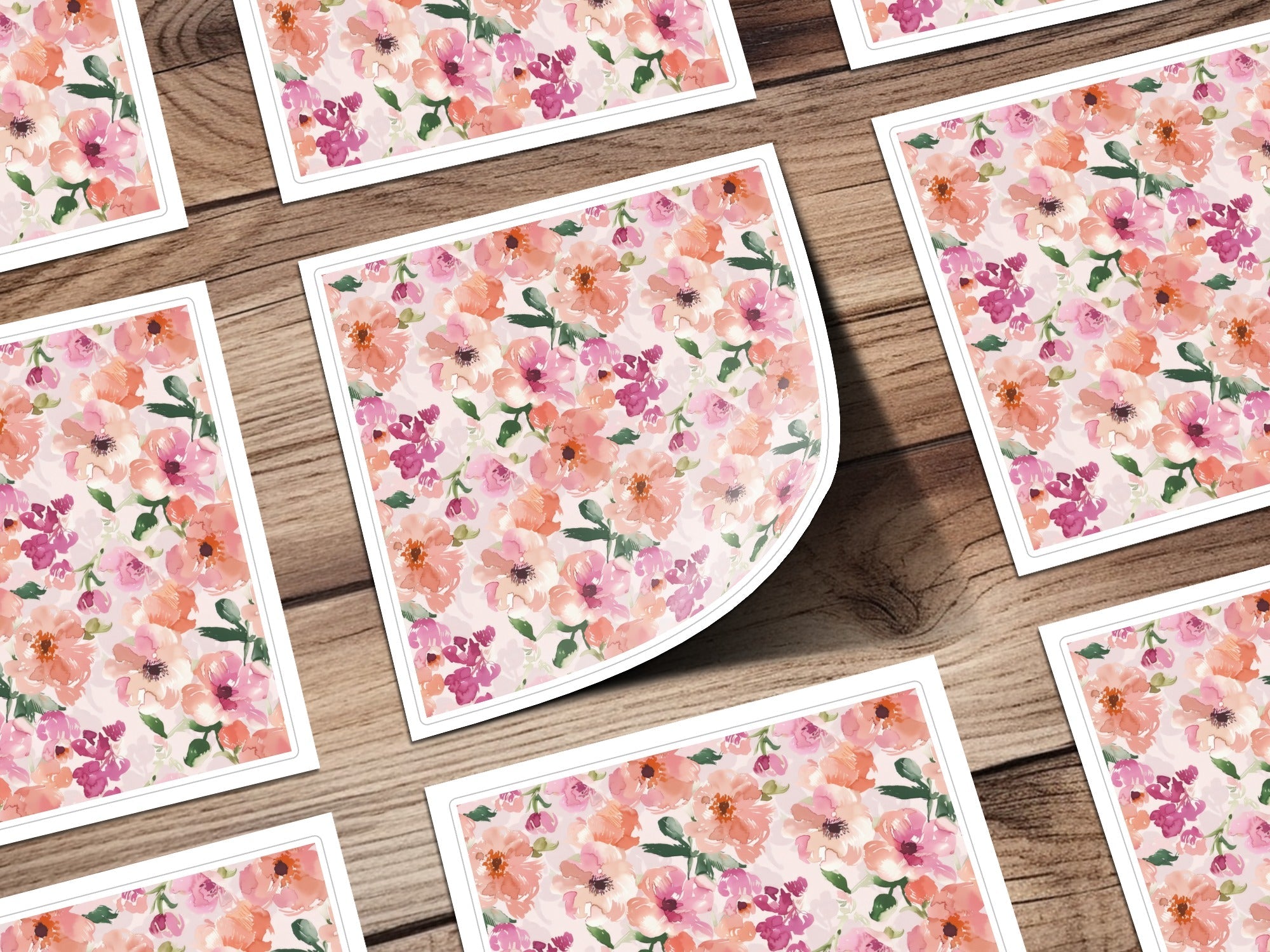 Watercolor Floral Pattern, Seamless Digital Paper, Flower Repeat, Botanical Design, Peach Pink, Scrapbook Paper, Fabric Design Digital - Moore and Mountain