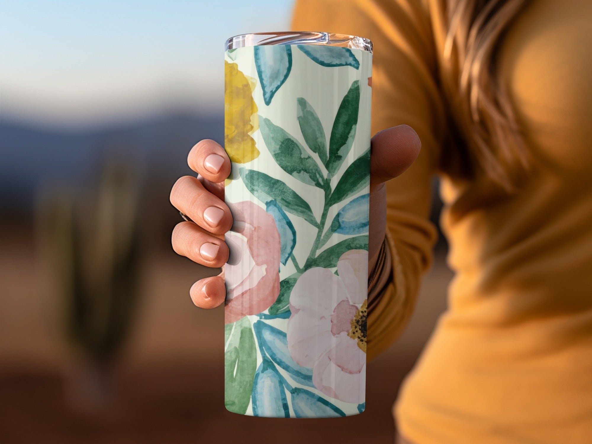 Watercolor Floral Sage Green and Yellow Boho Floral Watercolor Pattern - Moore and Mountain