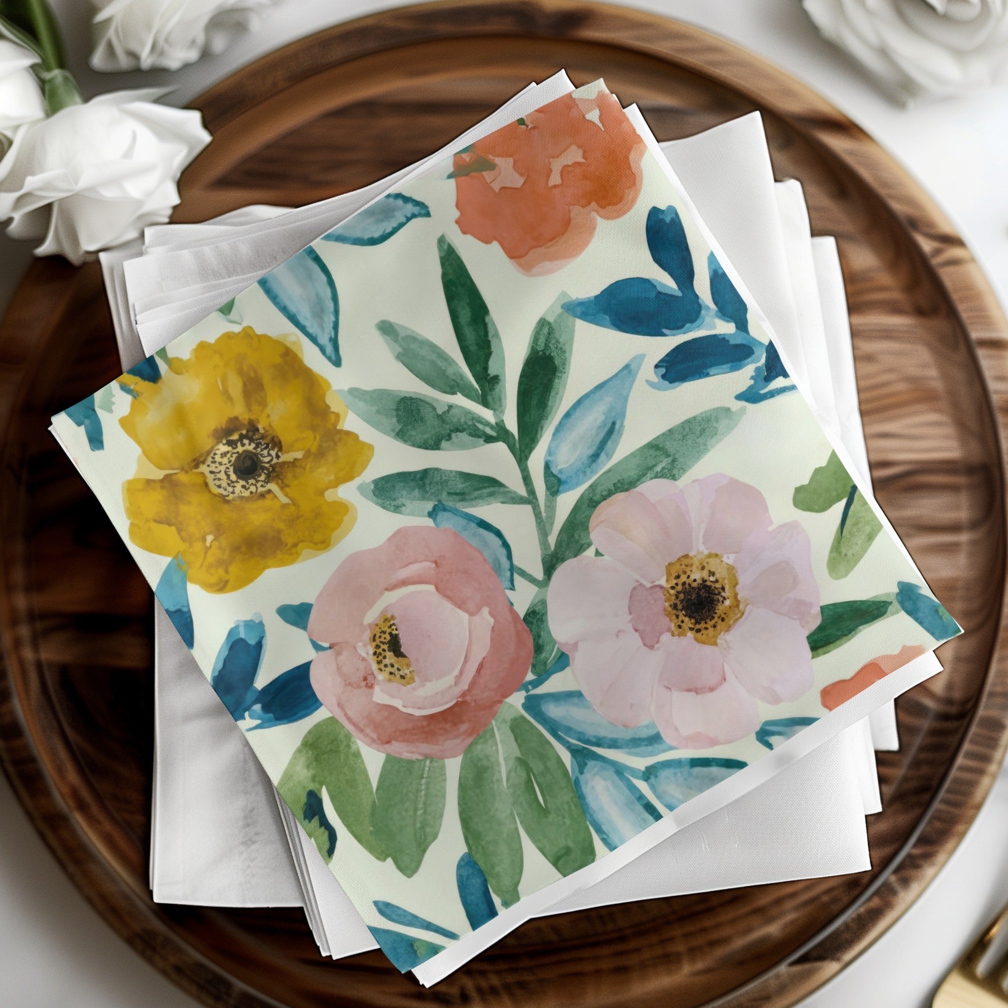 Watercolor Floral Sage Green and Yellow Boho Floral Watercolor Pattern - Moore and Mountain