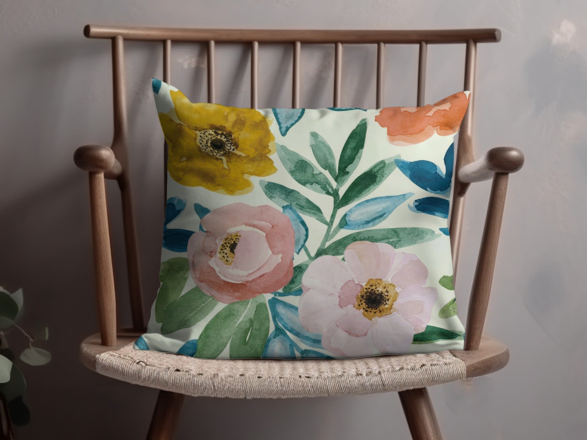 Watercolor Floral Sage Green and Yellow Boho Floral Watercolor Pattern - Moore and Mountain