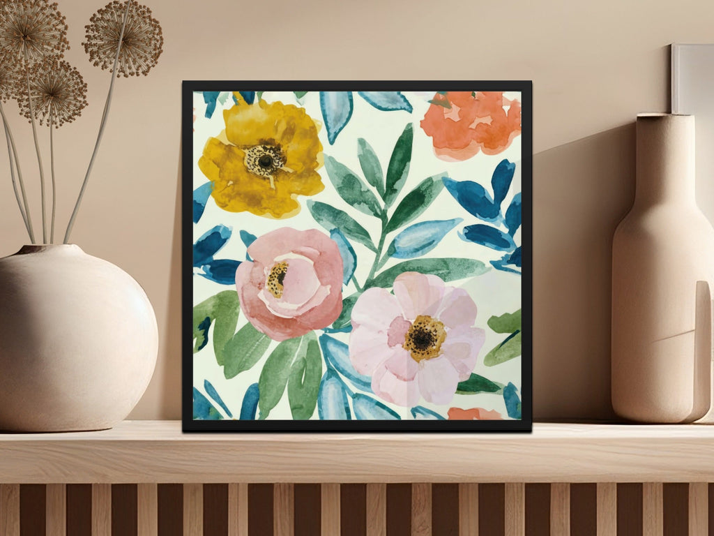 Watercolor Floral Sage Green and Yellow Boho Floral Watercolor Pattern - Moore and Mountain