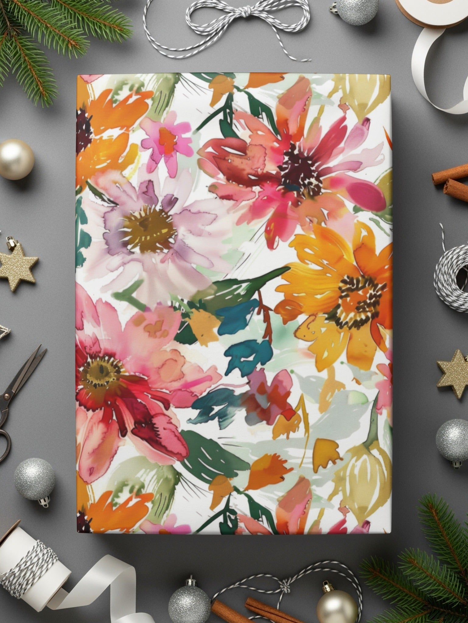 Watercolor Floral Seamless Pattern Digital, Flowers Digital Paper Pack, Colorful Bloom Design, Fabric Print, Scrapbook Paper - Moore and Mountain