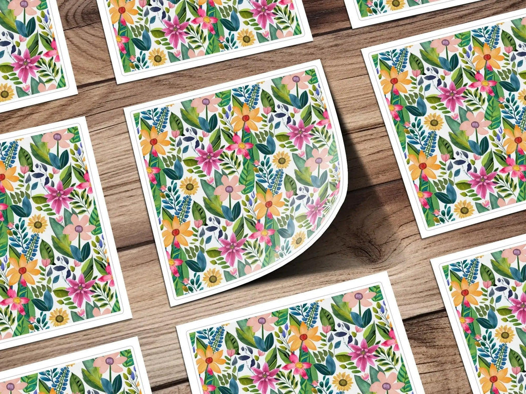 Watercolor Floral Seamless Pattern Digital Paper, Botanical Flower Digital Design, Fabric Print, Digital Download, Commercial Use - Moore and Mountain