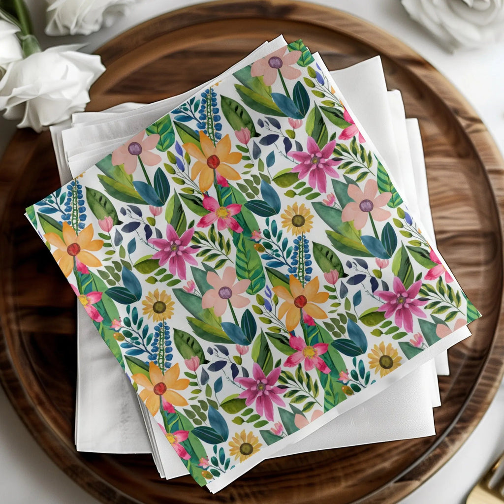 Watercolor Floral Seamless Pattern Digital Paper, Botanical Flower Digital Design, Fabric Print, Digital Download, Commercial Use - Moore and Mountain