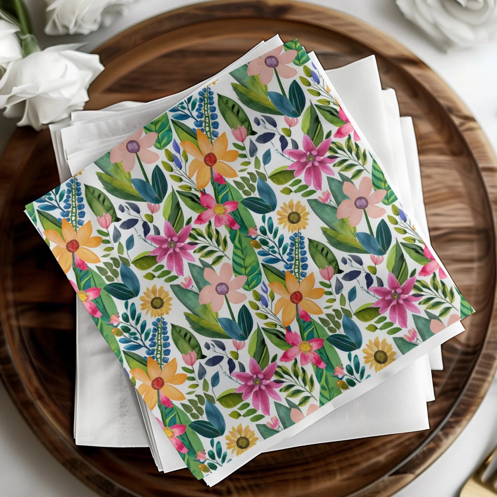 Watercolor Floral Seamless Pattern Digital Paper, Botanical Flower Digital Design, Fabric Print, Digital Download, Commercial Use - Moore and Mountain