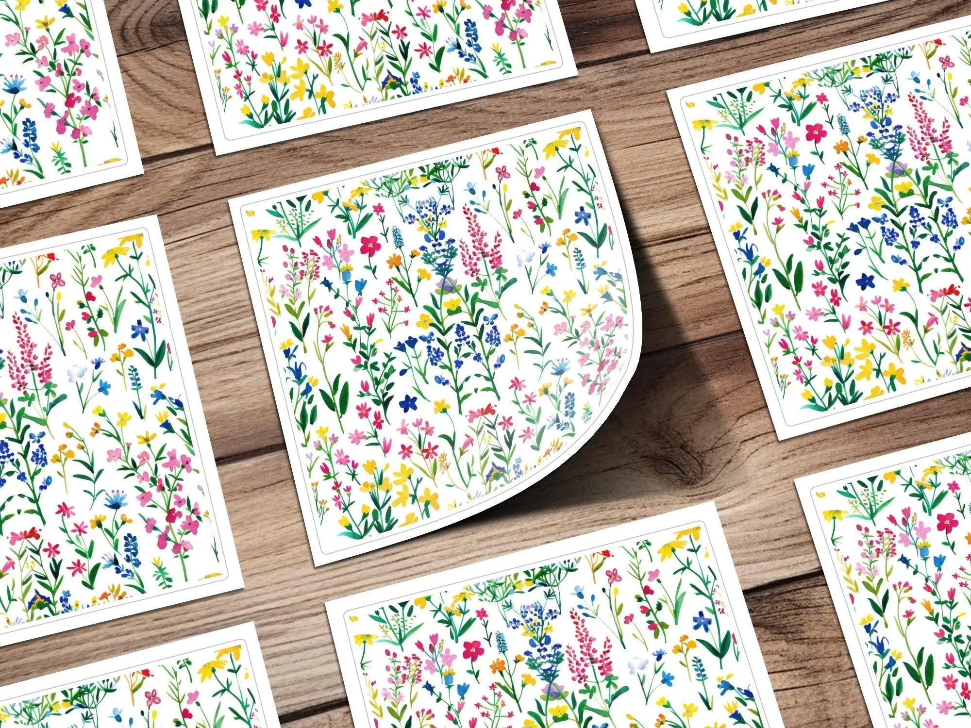 Watercolor Floral Seamless Pattern Digital Paper, Wildflower Pattern, Floral Background, Scrapbook Paper, Fabric Design, Digital Download - Moore and Mountain