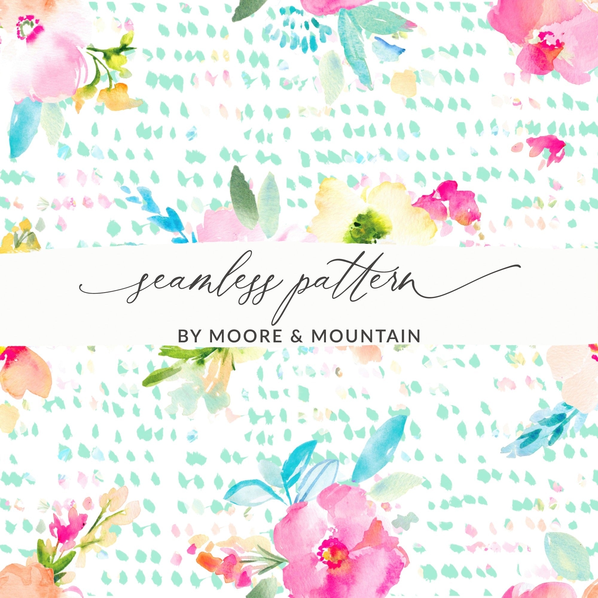 Watercolor Floral Seamless Pattern Digital, Pink Flower Repeat Pattern Digital, Spring Floral Design Digital, Pastel Floral Download - Moore and Mountain