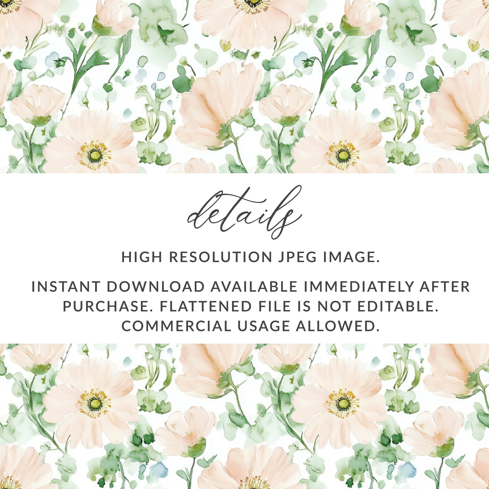 Watercolor Flower Digital Paper, Seamless Floral Pattern, Blush Pink Flowers, Greenery Print, Fabric Design, Printable Paper, Digital - Moore and Mountain