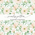 Watercolor Flower Digital Paper, Seamless Floral Pattern, Blush Pink Flowers, Greenery Print, Fabric Design, Printable Paper, Digital - Moore and Mountain
