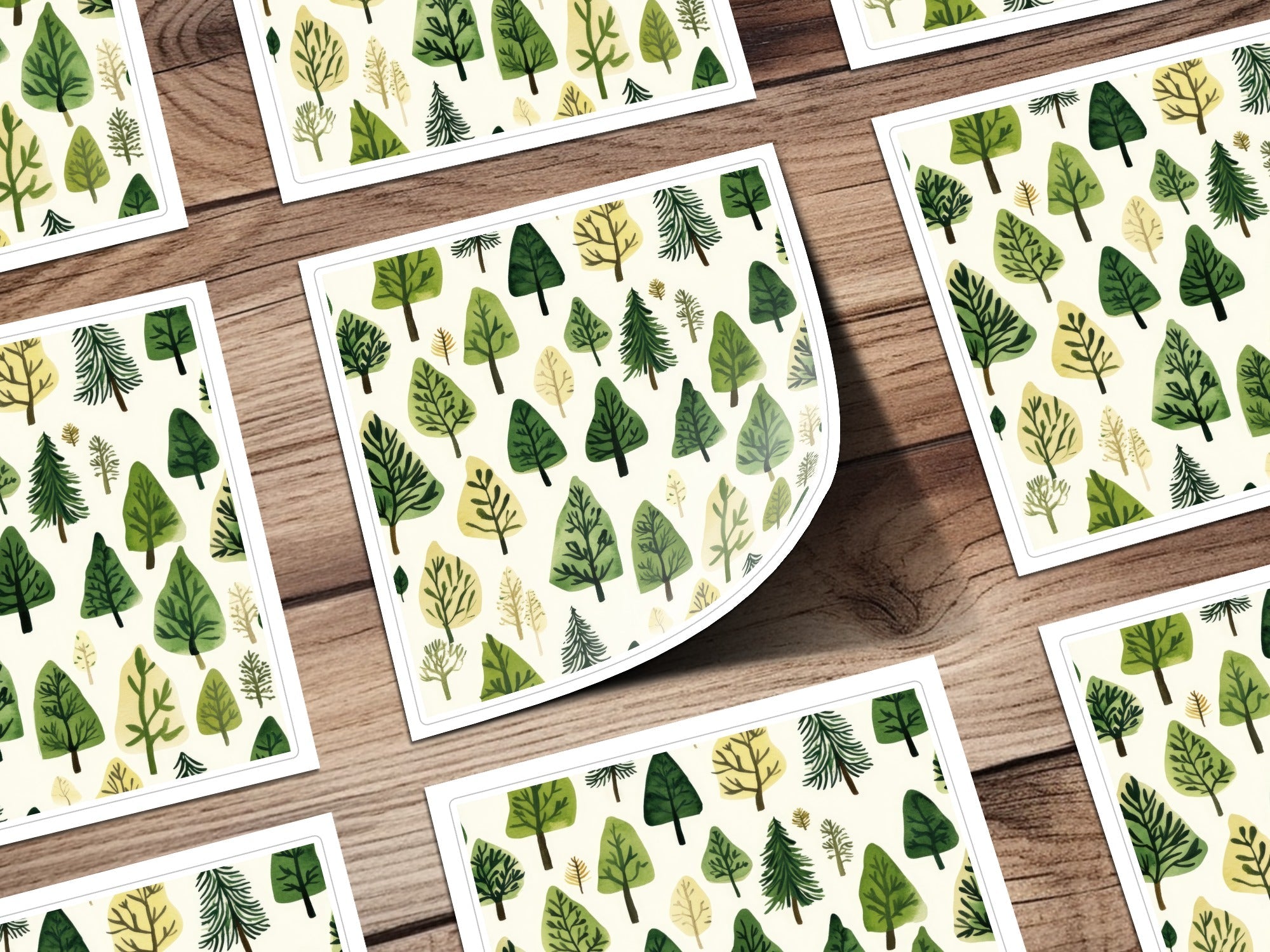 Watercolor Forest Digital Paper, Seamless Tree Pattern, Woodland Background for Crafts, Scrapbooking, Instant Download - Moore and Mountain