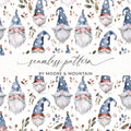 Watercolor Gnome Digital Seamless Pattern, Holiday Print Fabric Design, Christmas Gnomes, Digital Paper Pack, Scrapbook Paper, 12x12 JPEG - Moore and Mountain