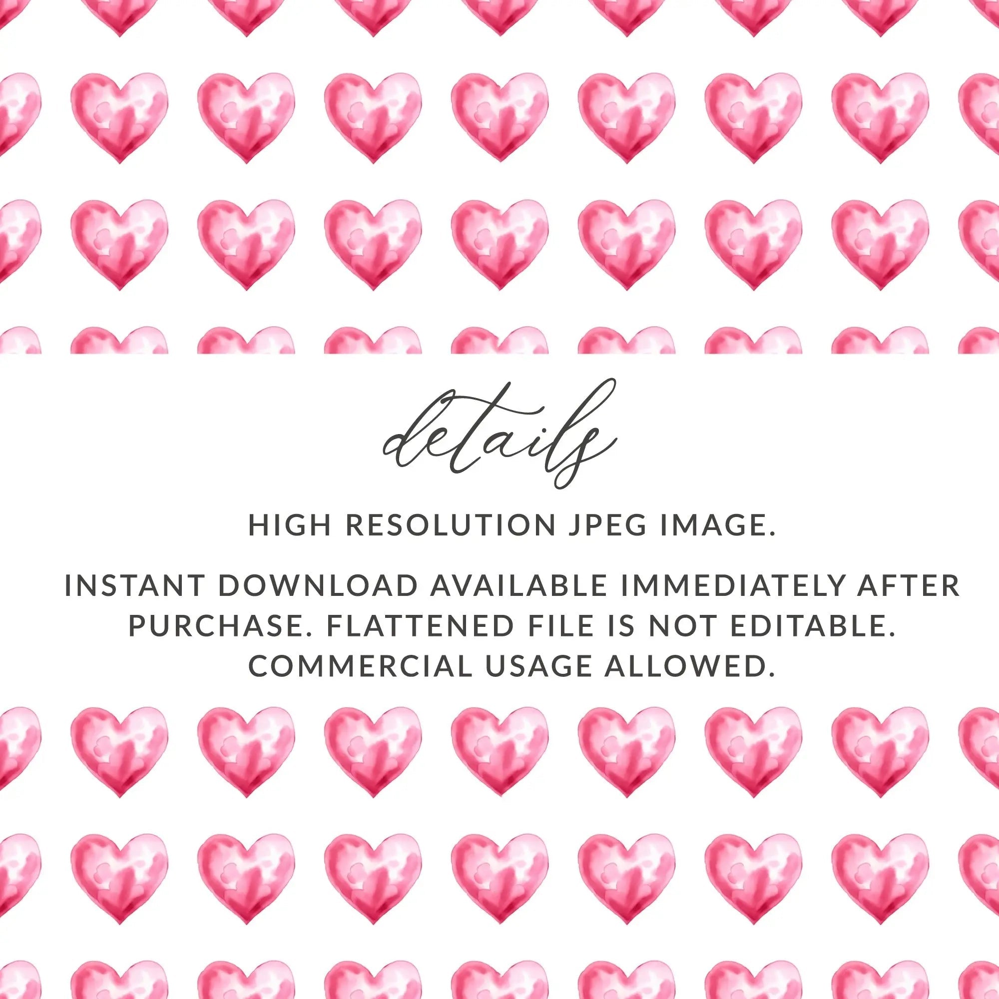 Watercolor Heart Pattern Digital Paper, Pink Heart Seamless Pattern, Valentine's Day Fabric, Hearts Background, Digital Valentine Pattern - Moore and Mountain